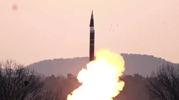 Hwaseongpo-16Na launching from TEL launcer in Pyongyang, DPRK