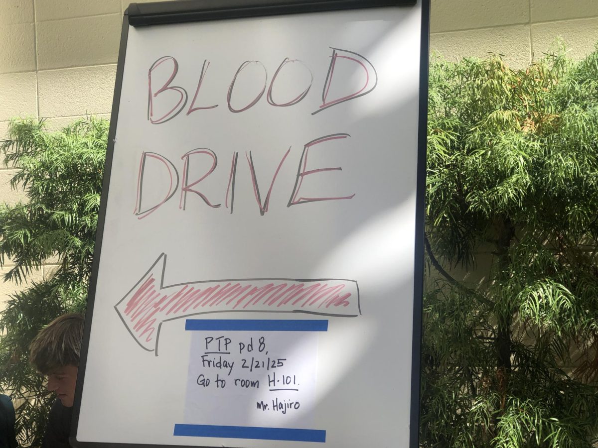 Blood drive sign outside of the library. This was posted on the day of the event.