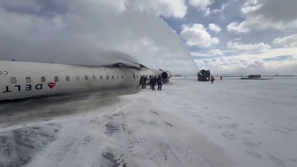 A close view of the Delta Plane, upside down on Monday Afternoon.